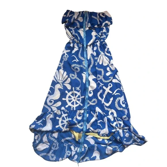 Lilly Pulitzer Dock Hopper Caldwell Dress Strapless Hi-Lo Nautical Summer Size S - Picture 5 of 11
